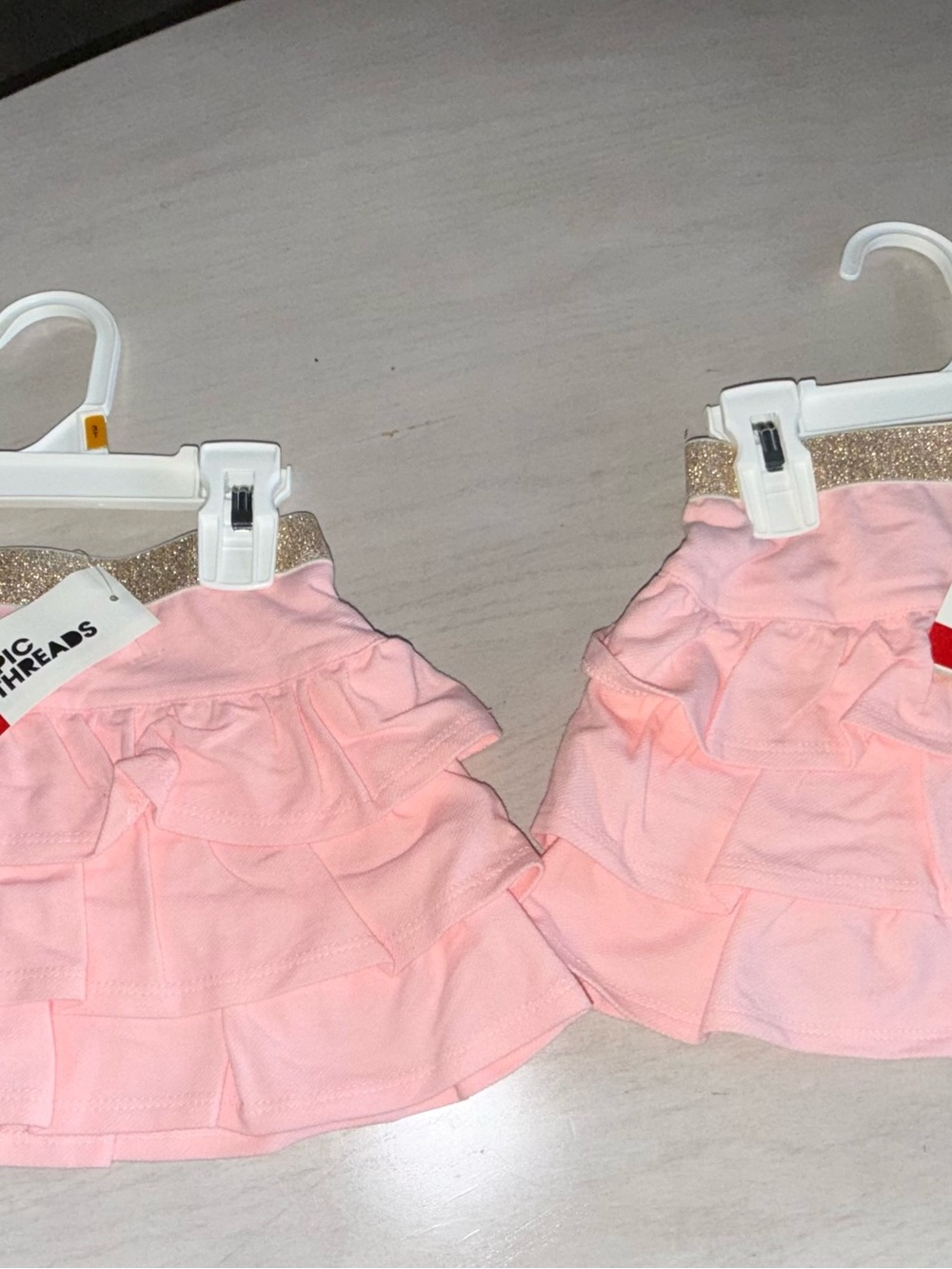 Kids- Epic Threads Pink Tiered Ruffle Skirt with Gold Glitter Waistband - Picture 3 of 3